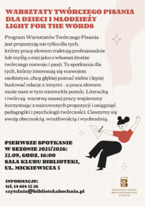 plakat warsztatów twórczego pisania