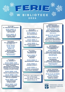 Plakat, zajęcia dla dzieci w ferie